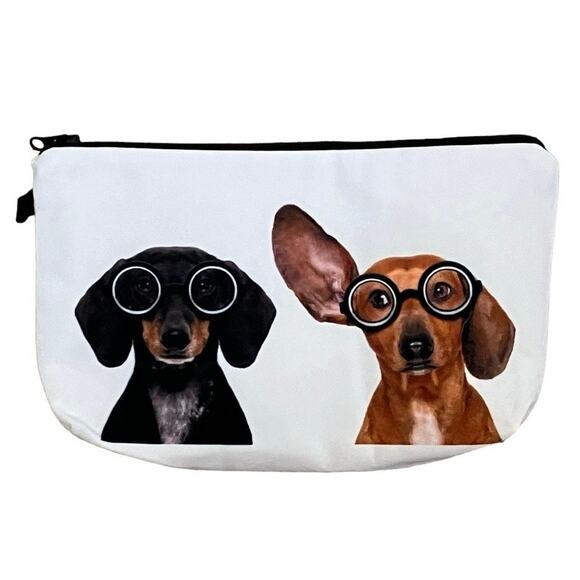 New Dog Cosmetic Bag Pouch with Funny Dogs Wearing Glasses - Picture 1 of 4